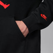 Men's Jordan Brooklyn Fleece Pullover Hoodie - Black/Infrared 23