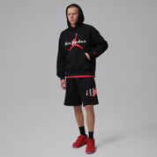 Men's Jordan Brooklyn Fleece Pullover Hoodie - Black/Infrared 23