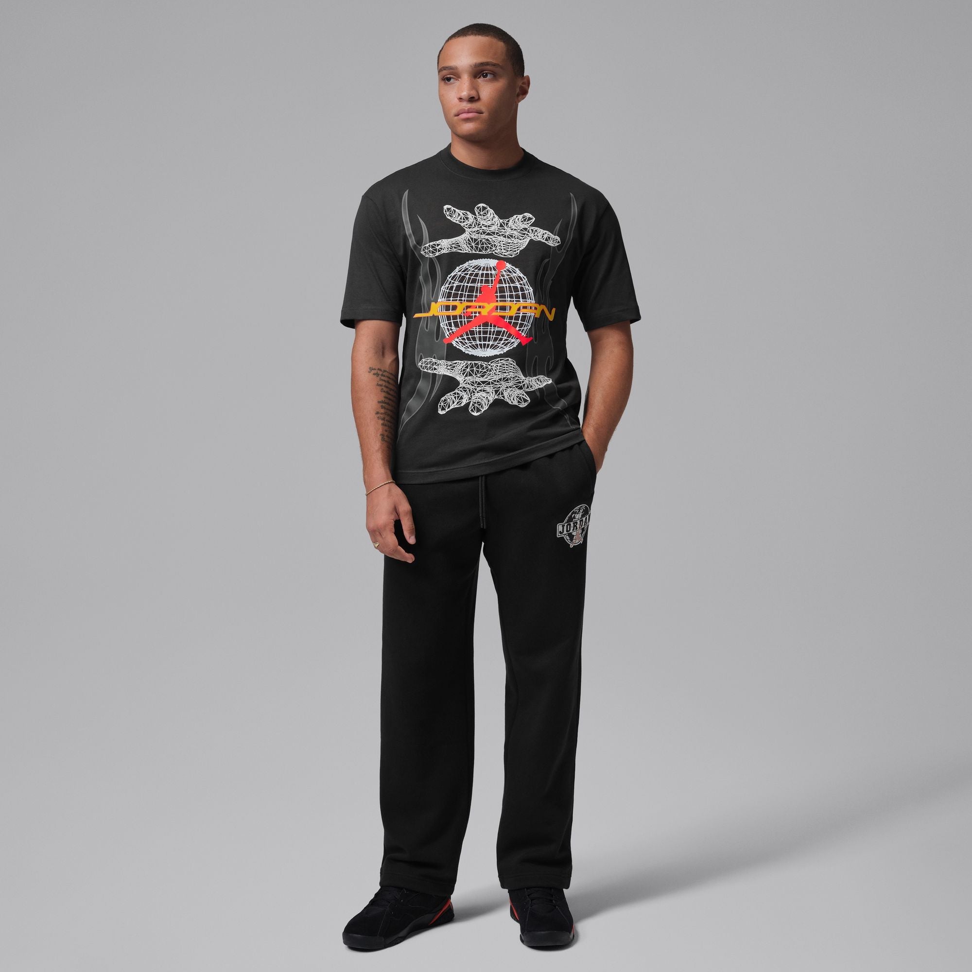 Men's Jordan Hand Graphic T-Shirt - Off Noir/Infrared 23