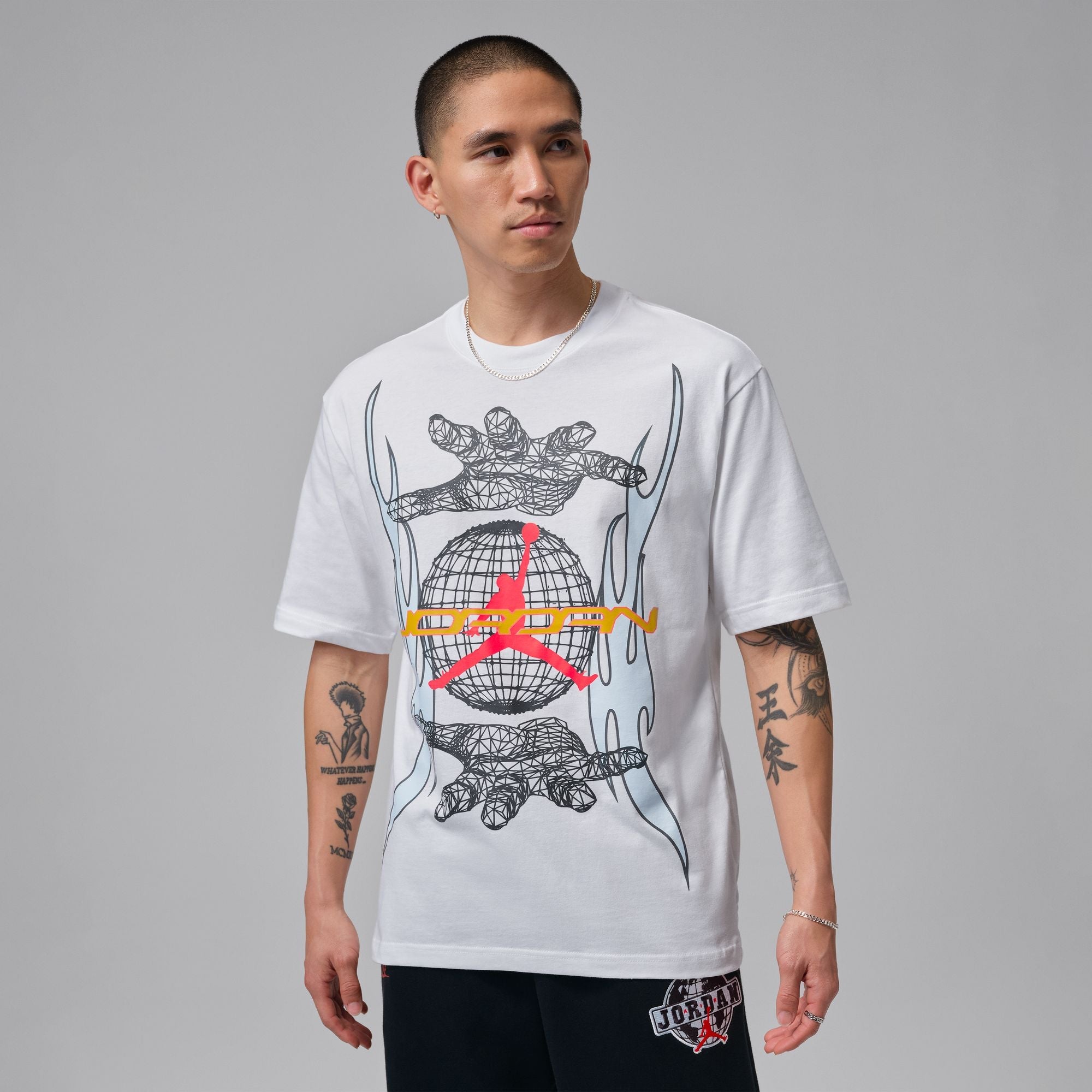 Men's Jordan Hands Graphic T-Shirt - White/Infrared 23