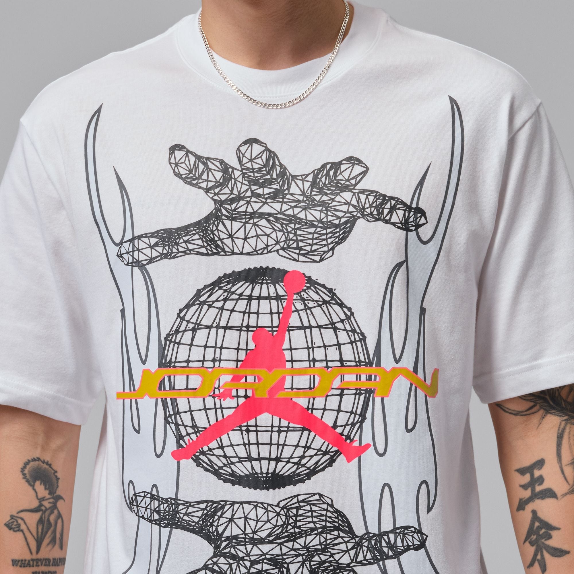Men's Jordan Hands Graphic T-Shirt - White/Infrared 23