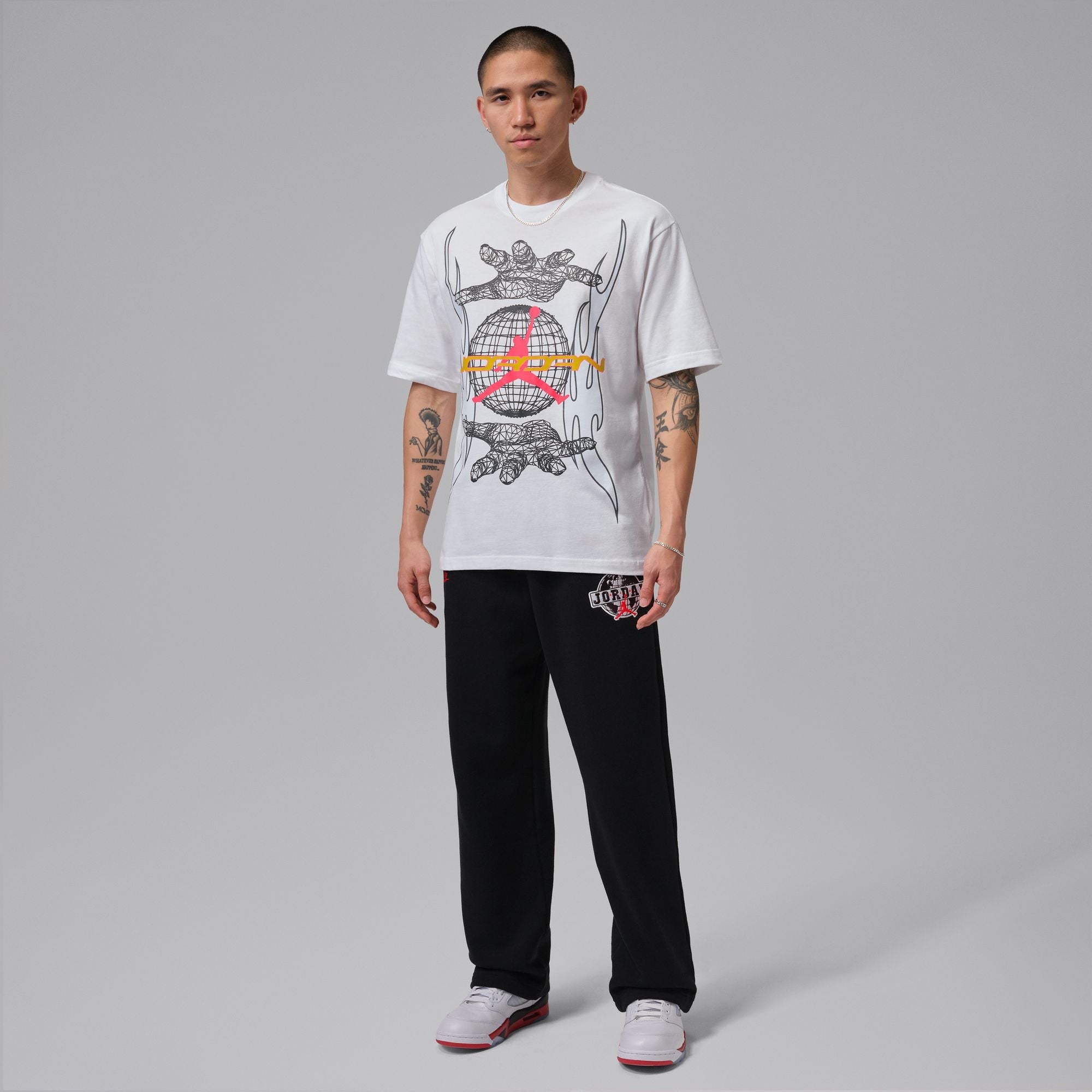 Men's Jordan Hands Graphic T-Shirt - White/Infrared 23