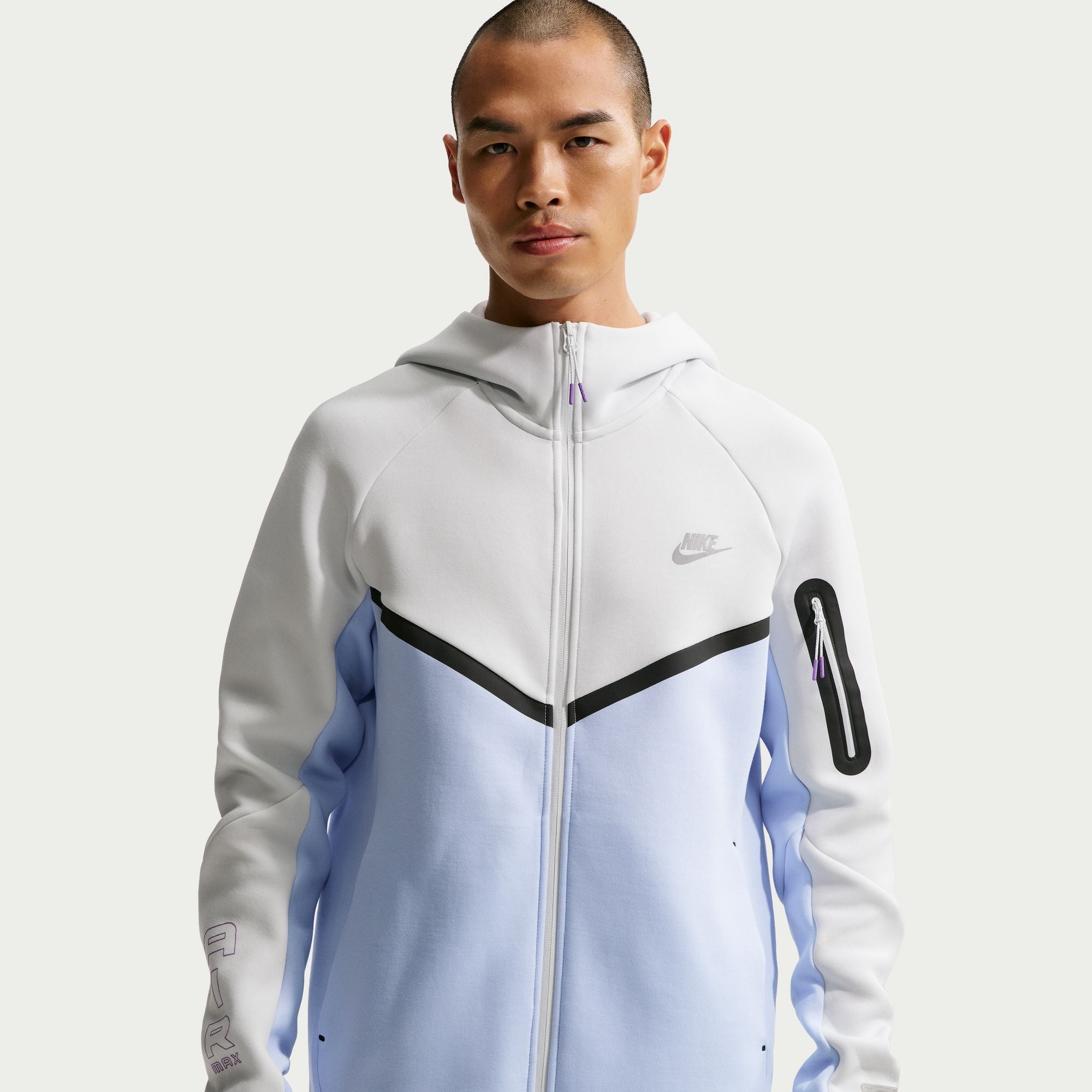 Men's Nike Tech Fleece Air Max Full-Zip Windrunner Jacket - Off White/Hydrogen Blue/Bright Violet