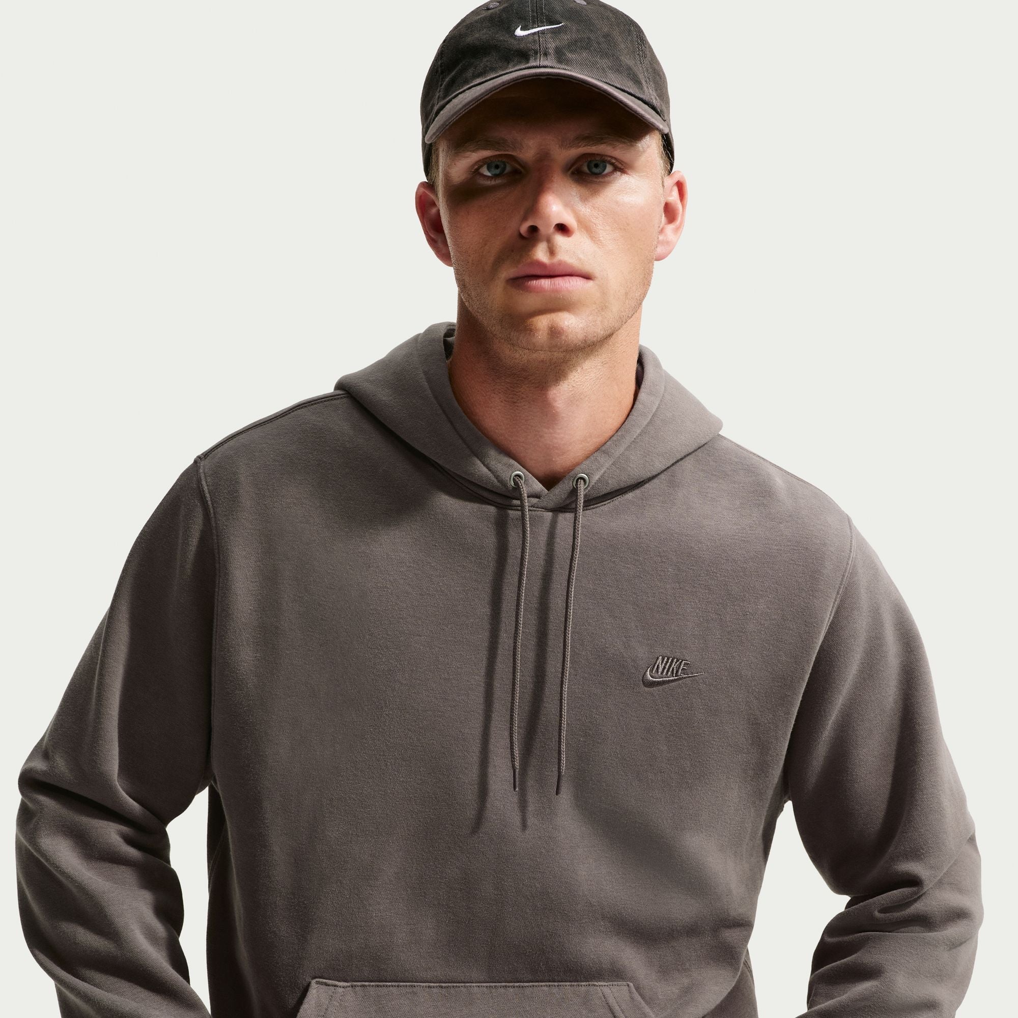 Men's Nike Sportswear Club Washed Fleece Hoodie - Cave Stone