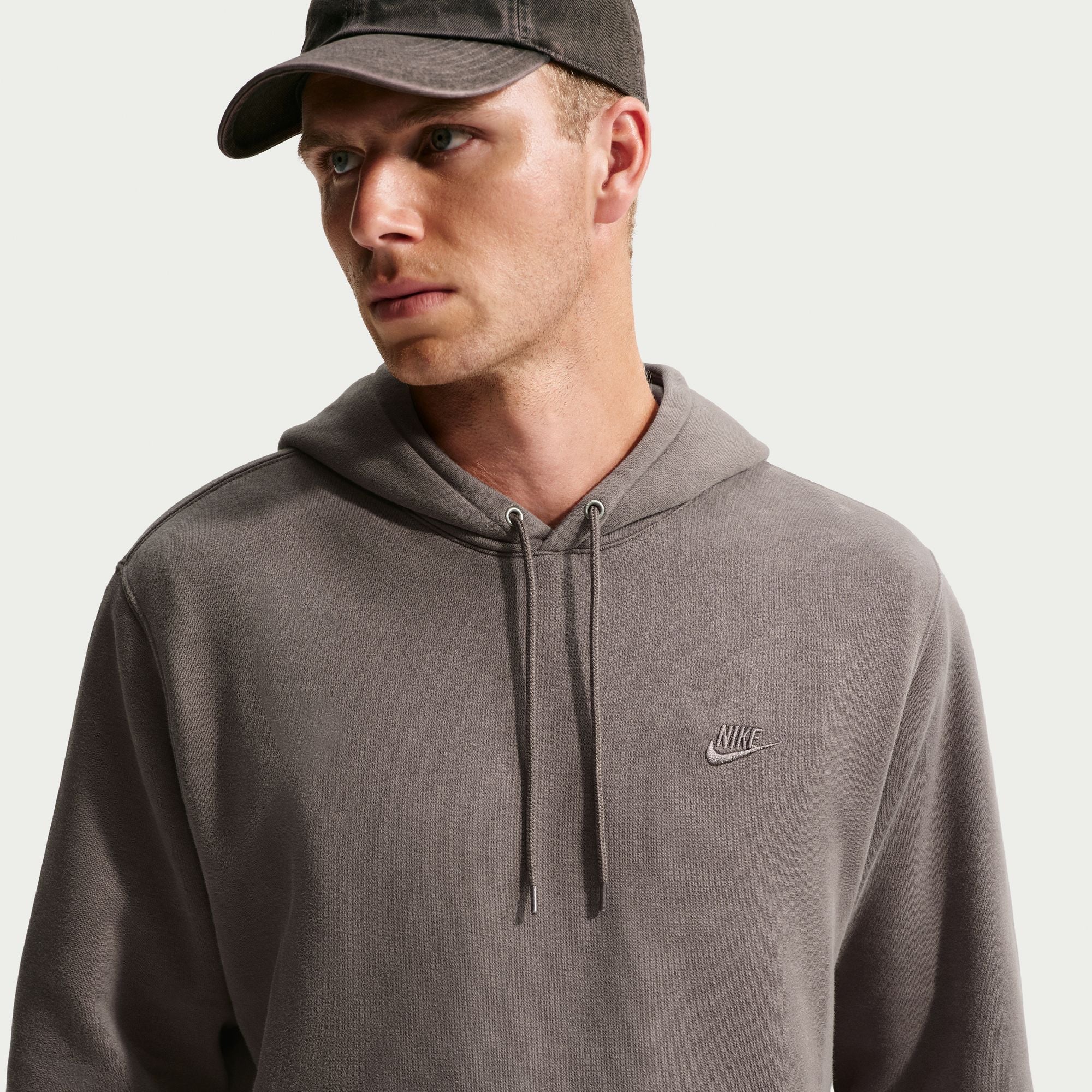 Men's Nike Sportswear Club Washed Fleece Hoodie - Cave Stone