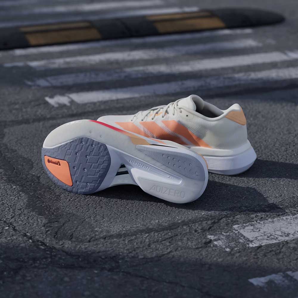 Women's Adizero Boston 13 Running Shoe - Off White/Beam Orange/Acid Orange - Regular (B)