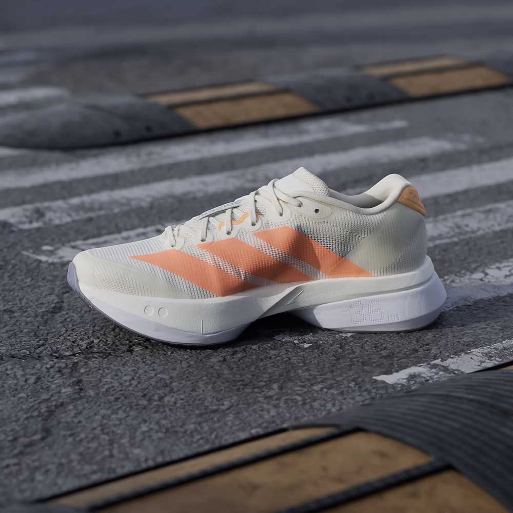 Women's Adizero Boston 13 Running Shoe - Off White/Beam Orange/Acid Orange - Regular (B)