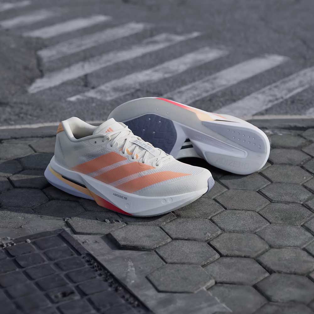 Women's Adizero Boston 13 Running Shoe - Off White/Beam Orange/Acid Orange - Regular (B)