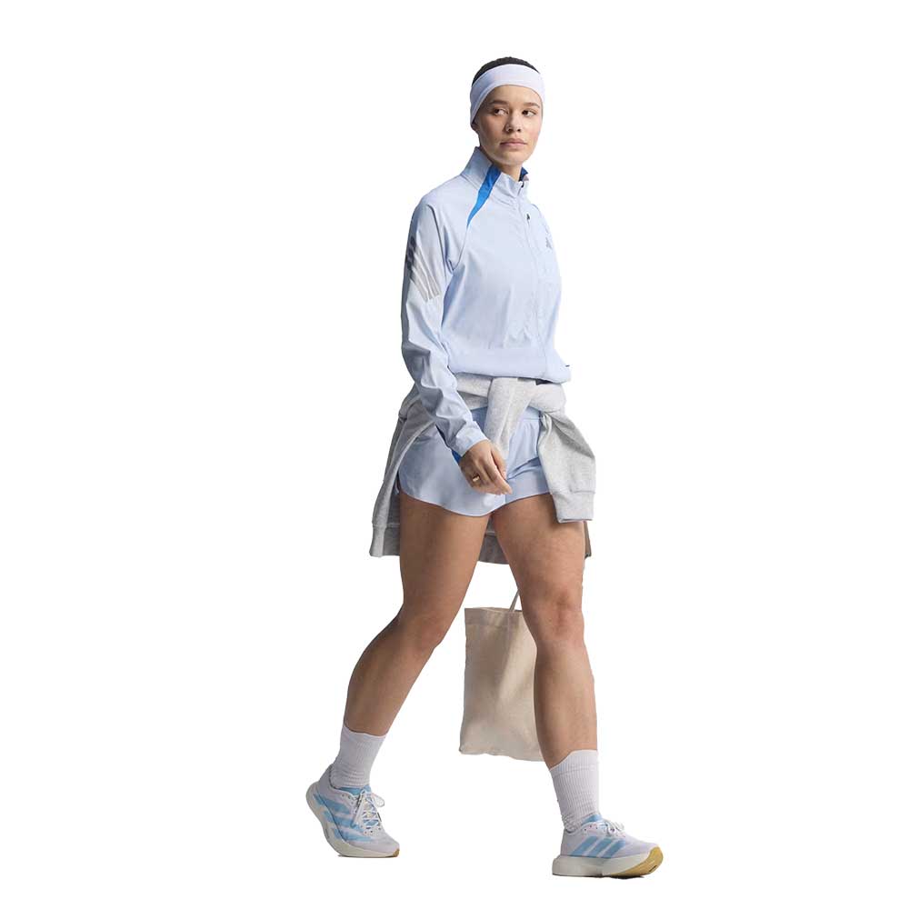 Women's Adizero EVO SL Woven Running Shoe - Footwear White/Clear Blue/Matte Gold - Regular (B)