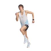 Men's Adizero EVO SL Woven Running Shoe - Footwear White/Clear Blue/Matte Gold - Regular (D)