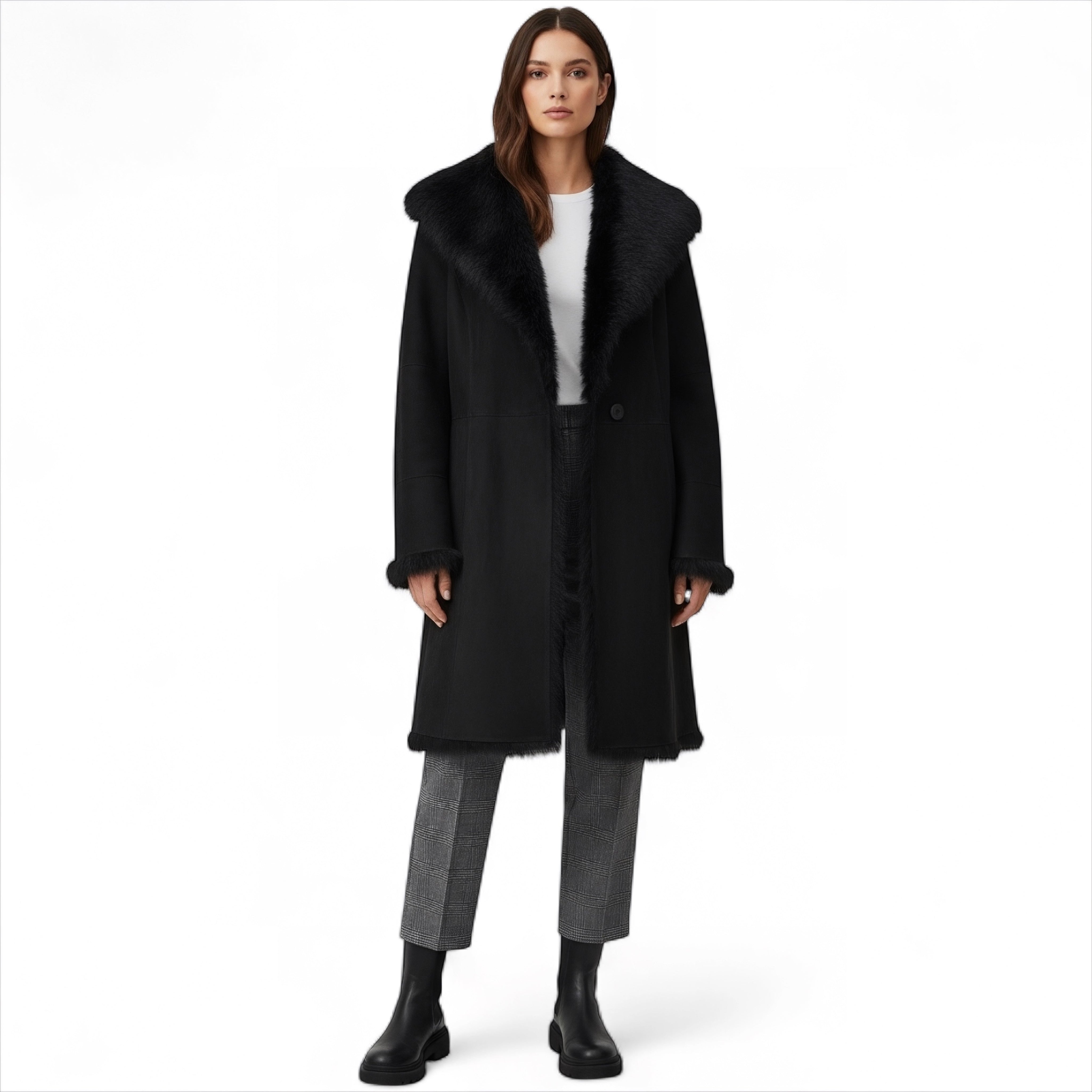 UGG Vanesa Toscana Shearling Coat Black - Women's