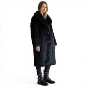 UGG Esme Long Shearling Black Coat - Women's