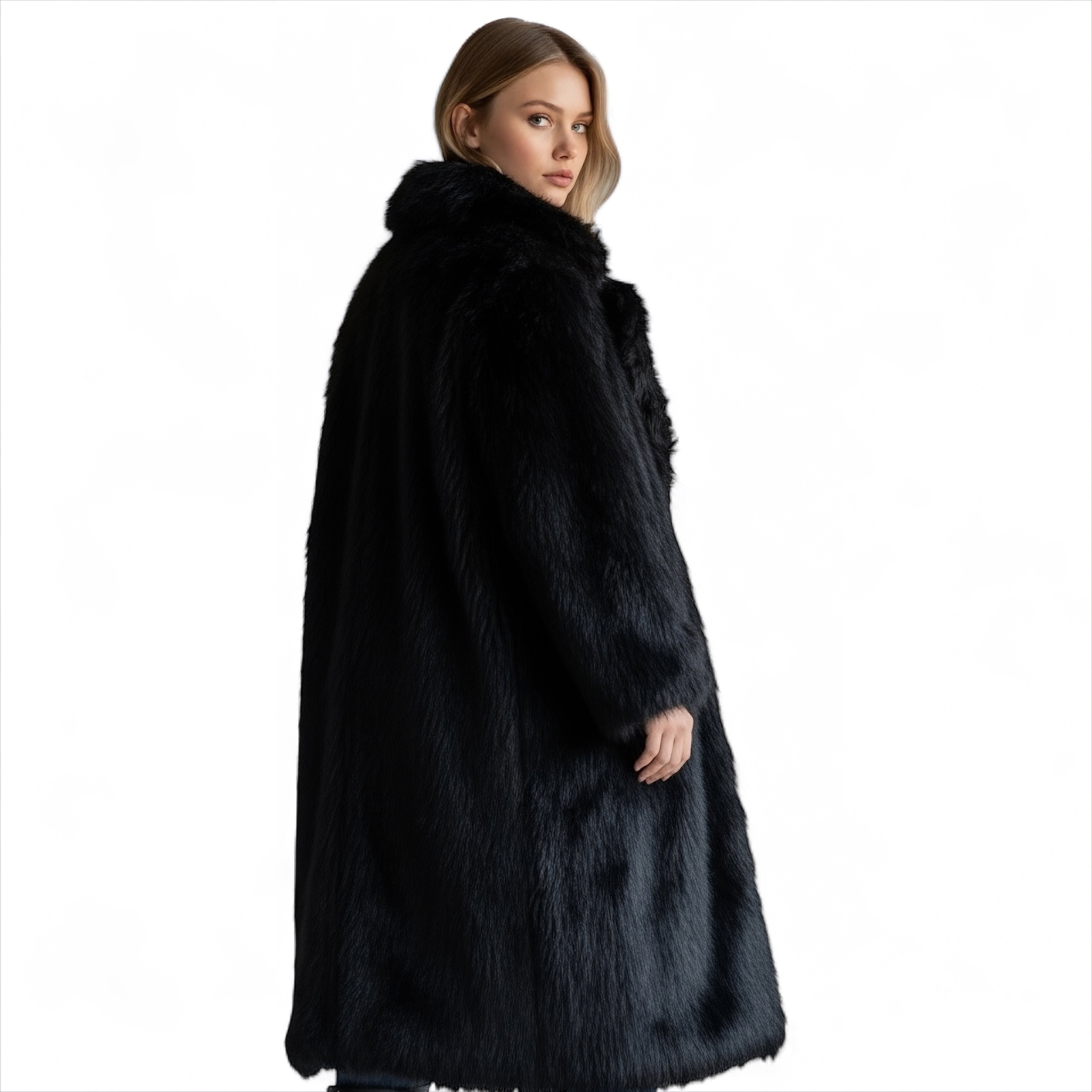 UGG Esme Long Shearling Black Coat - Women's