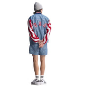 Men's USA Denim Top - White/Dark Blue
