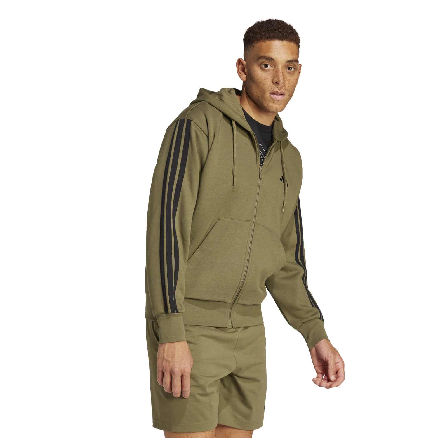 Essentials 3 Stripes Fleece FZ Hoody - Mens