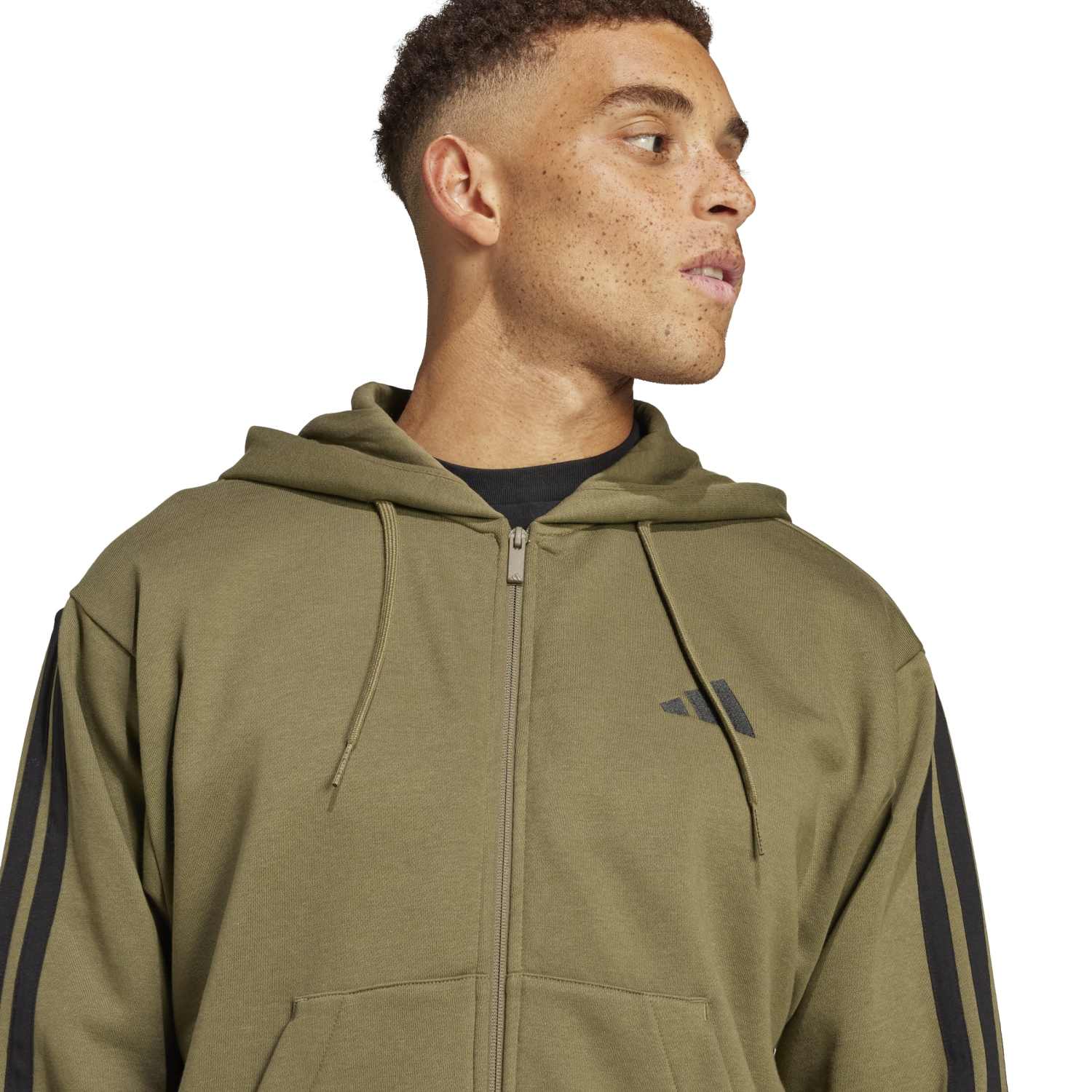 Essentials 3 Stripes Fleece FZ Hoody - Mens