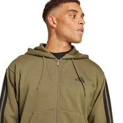 Essentials 3 Stripes Fleece FZ Hoody - Mens