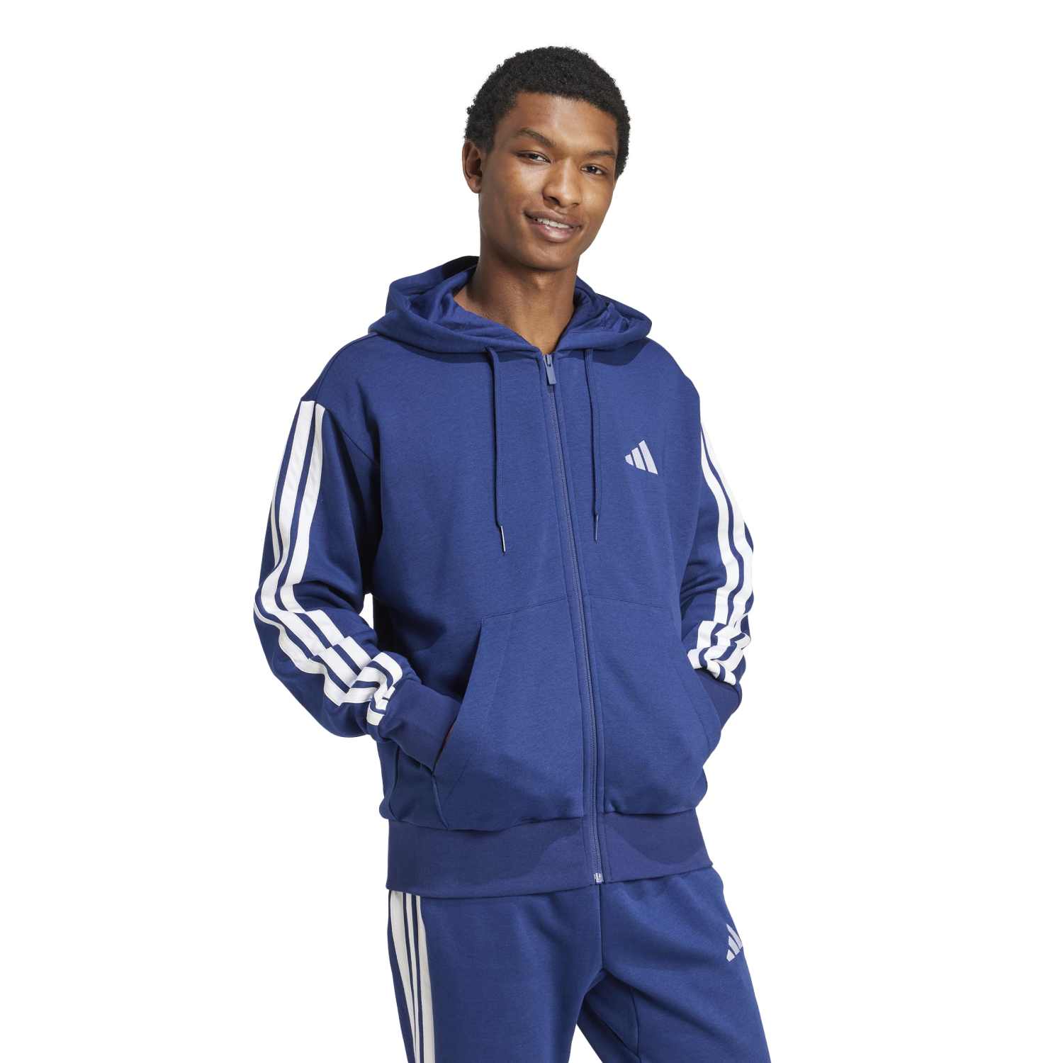 Essentials 3 Stripes Fleece FZ Hoody - Mens