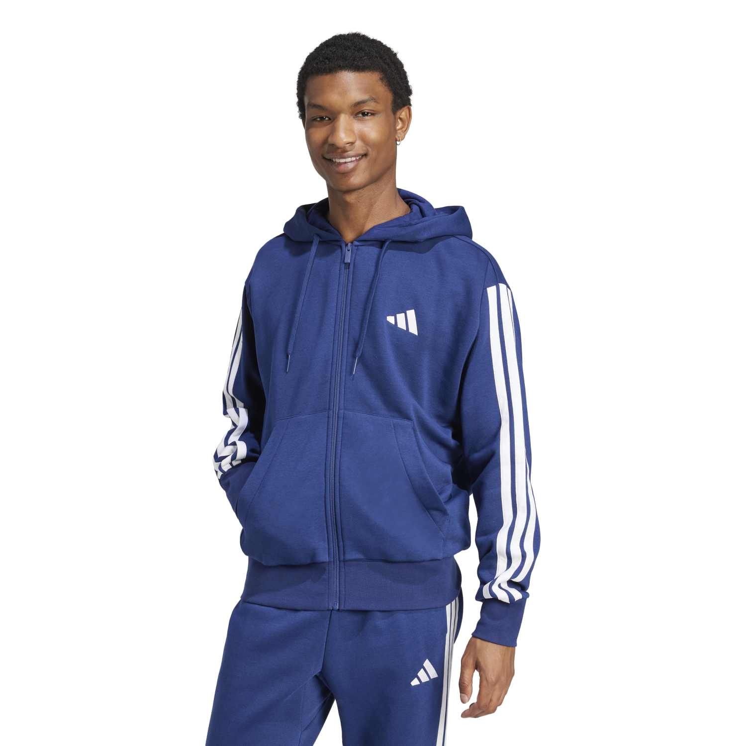 Essentials 3 Stripes Fleece FZ Hoody - Mens