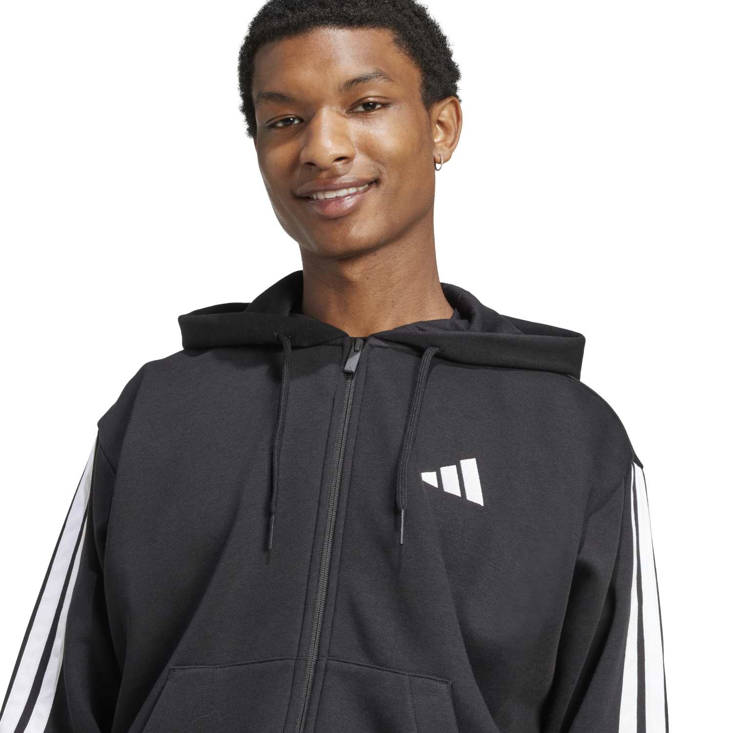Essentials 3 Stripes Fleece FZ Hoody - Mens