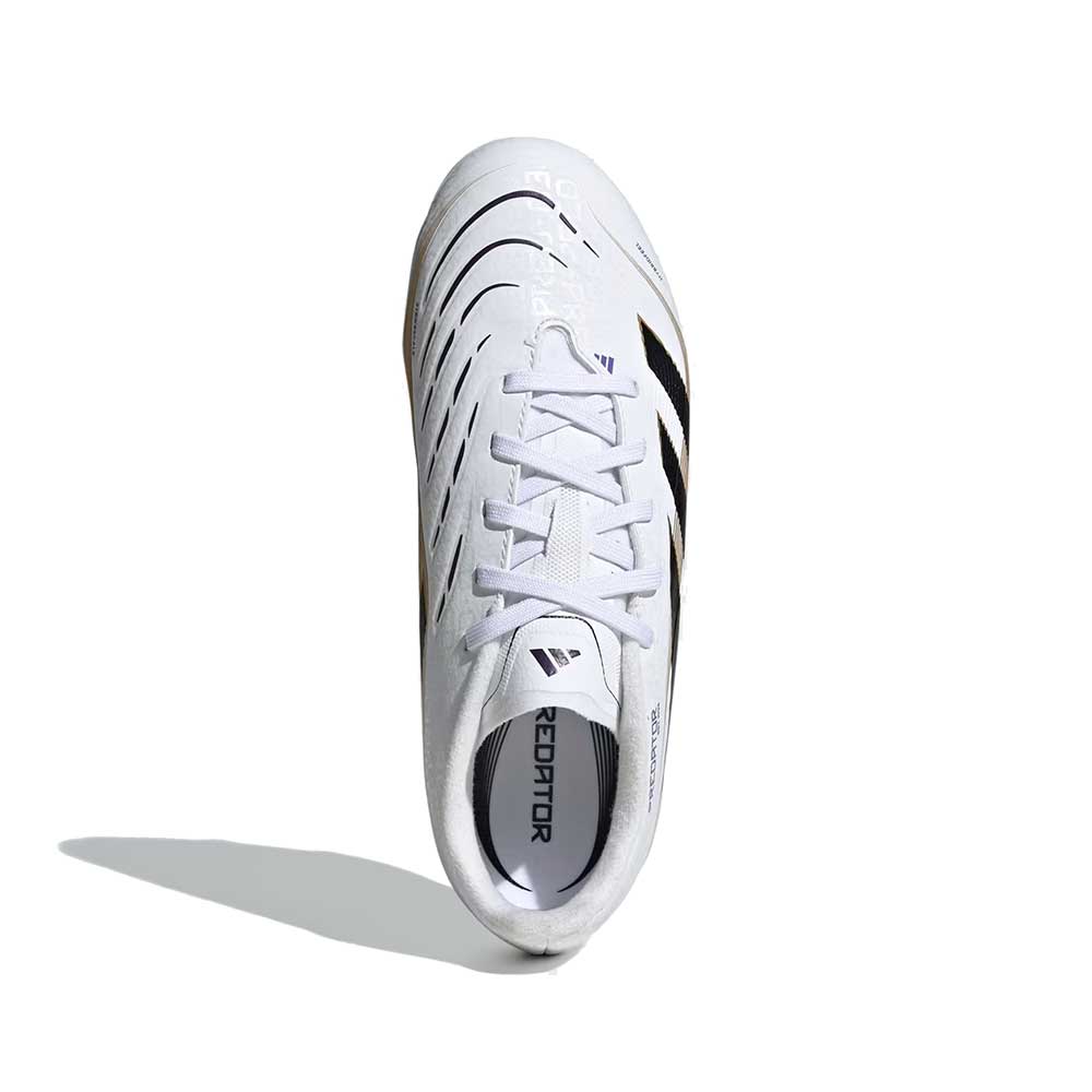 JR Predator League FG/MG Soccer Cleat - Cloud White/Core Black/Gold Metallic - Regular (D)