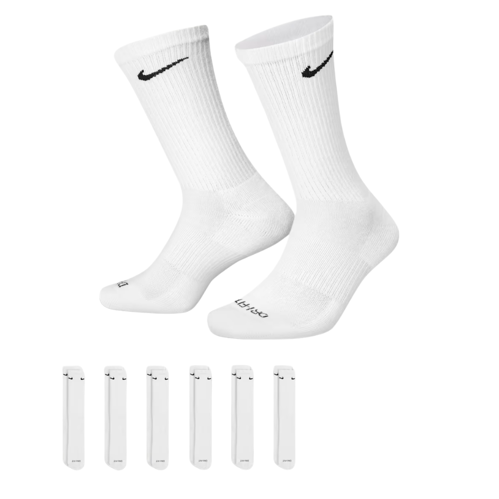 Nike Everyday Plus Cushioned Socks (6 Pairs) - White & Black
