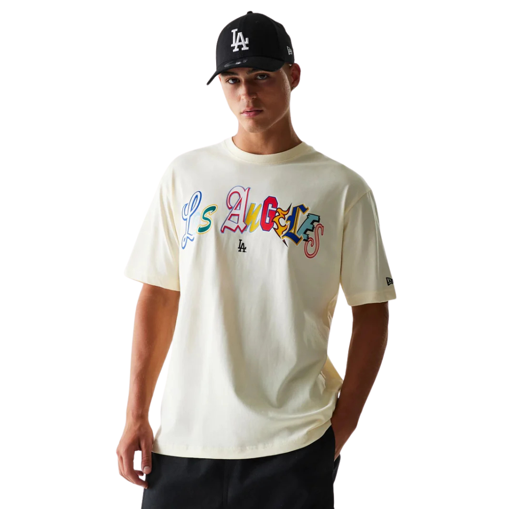 New Era Men's LA Dodgers MLB Life Graphic Cream T-Shirt