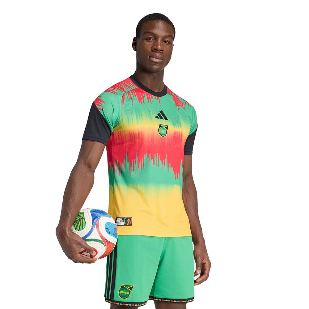 Men's Jamaica Home Prematch  Jersey - Bold Gold/Vivid Green/Vivid Red