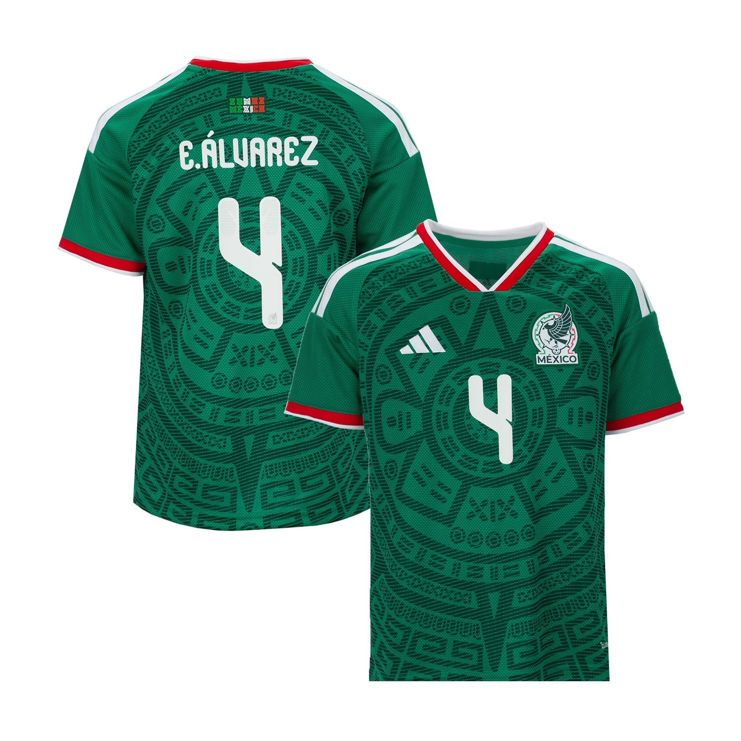 Mexico 26/27 E. Alvarez #4 Replica Home Jersey - Youth