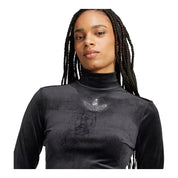 adidas Long Sleeve Rhinestone Trefoil Velvet Crop Top