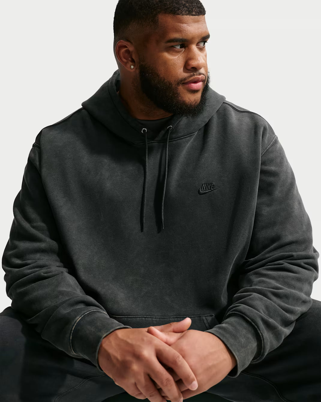 Men's Nike Sportswear Club Washed Fleece Hoodie Anthracite/Anthracite IQ1219-060