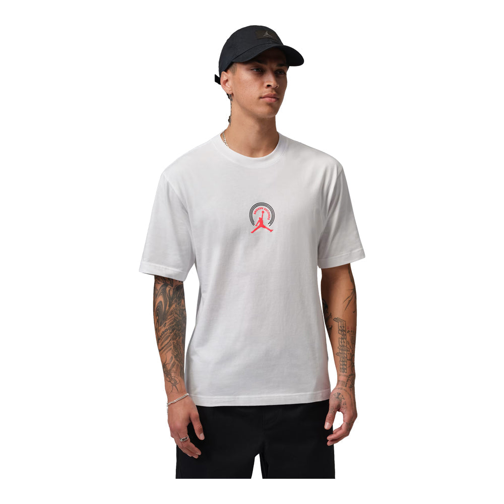 Men's Jordan Broken Records Graphic Short Sleeve T Shirt - White/Infrared 23