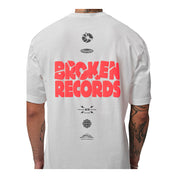 Men's Jordan Broken Records Graphic Short Sleeve T Shirt - White/Infrared 23