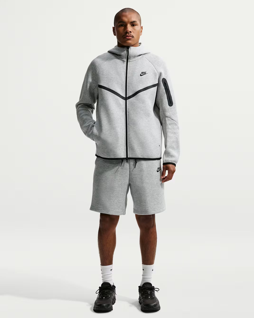Men's Nike Tech Dark Fleece Windrunner Full-Zip Jacket Grey Heather/Black HV0949-063