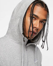 Men's Nike Sportswear Club Fleece Full Zip Hoodie Dark Grey Heather/Matte Silver/White BV2645-063
