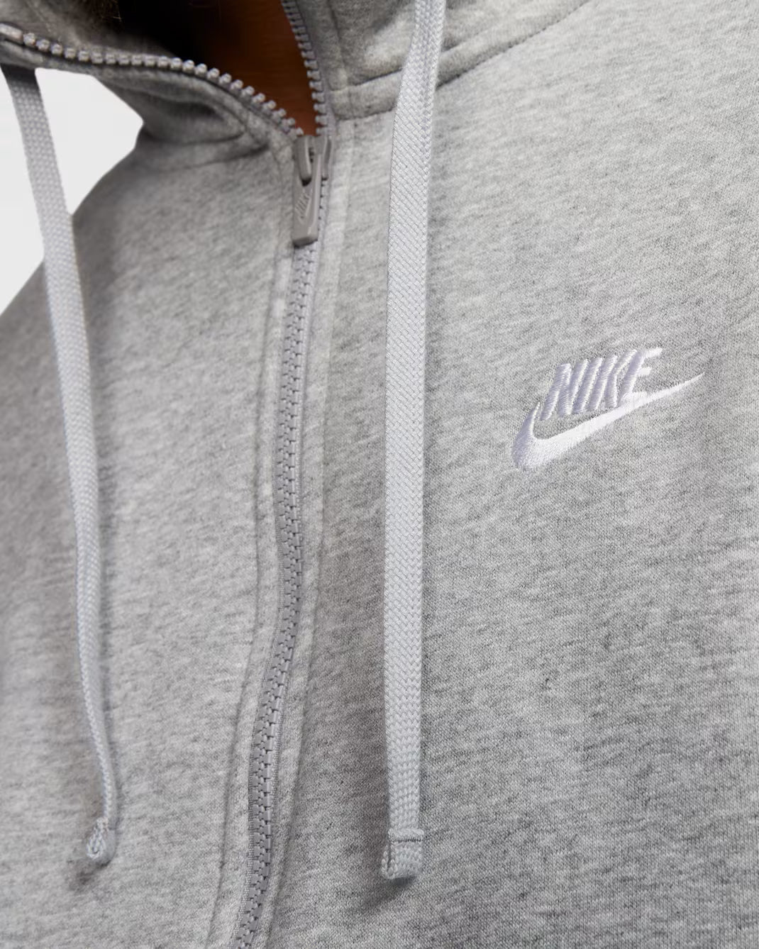 Men's Nike Sportswear Club Fleece Full Zip Hoodie Dark Grey Heather/Matte Silver/White BV2645-063