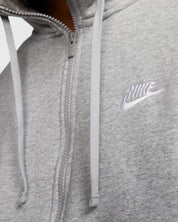 Men's Nike Sportswear Club Fleece Full Zip Hoodie Dark Grey Heather/Matte Silver/White BV2645-063