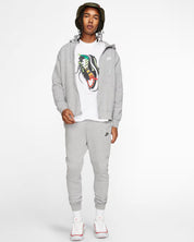 Men's Nike Sportswear Club Fleece Full Zip Hoodie Dark Grey Heather/Matte Silver/White BV2645-063