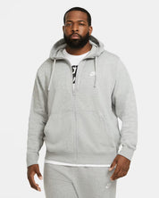Men's Nike Sportswear Club Fleece Full Zip Hoodie Dark Grey Heather/Matte Silver/White BV2645-063