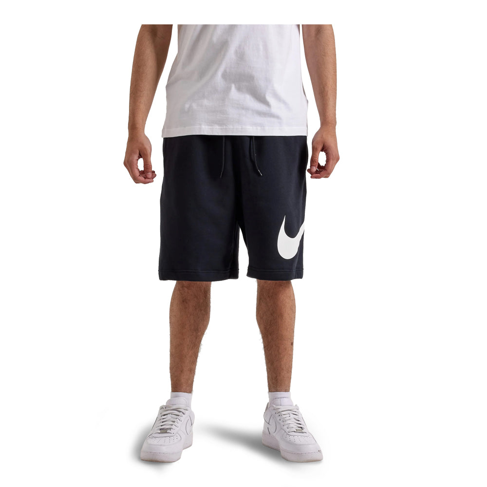 Men's Nike Club Fleece Swoosh Shorts - Black/Black/White