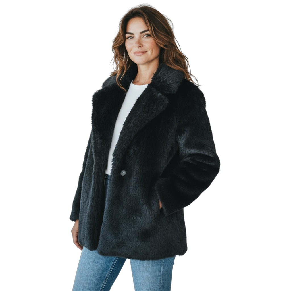UGG Lianna Short Black Shearling Coat - Women's