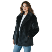 UGG Lianna Short Black Shearling Coat - Women's