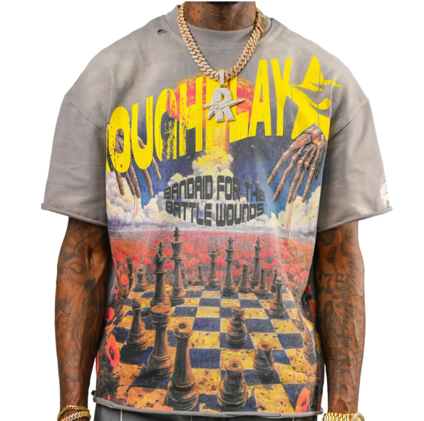 Men's Rough Play Think Twice T-Shirt Grey bandaidbattlewdn-gy