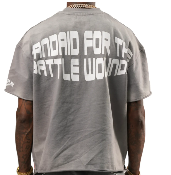 Men's Rough Play Think Twice T-Shirt Grey bandaidbattlewdn-gy