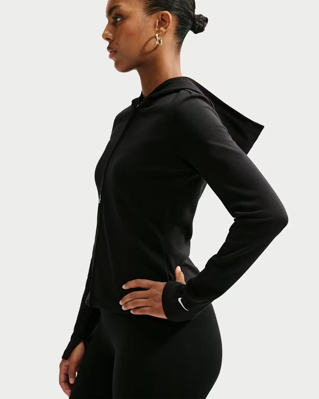 Women's Nike Sportswear Chill Knit Slim Long-Sleeve Full-Zip Top Black/Black/White IM8379-010