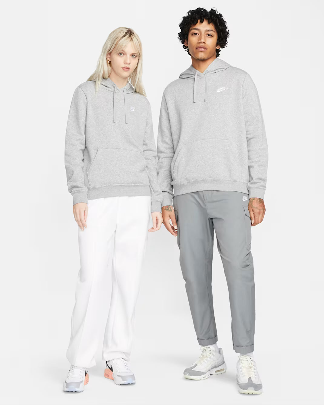 Women's Nike Sportswear Club Fleece Pullover Hoodie Dark Grey Heather/White DQ5793-063