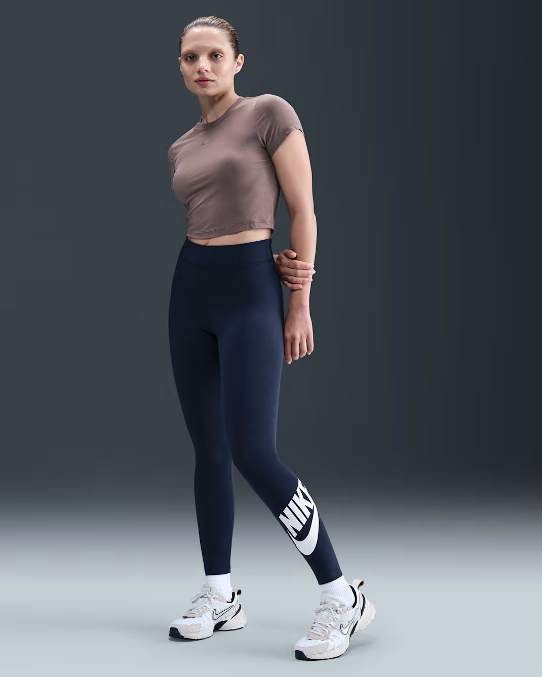 Women's Nike Sportswear Classics High-Waisted Graphic Leggings Midnight Navy/White DV7791-010
