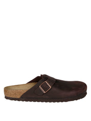 Brown Oiled Leather Buckle Strap Loafers
