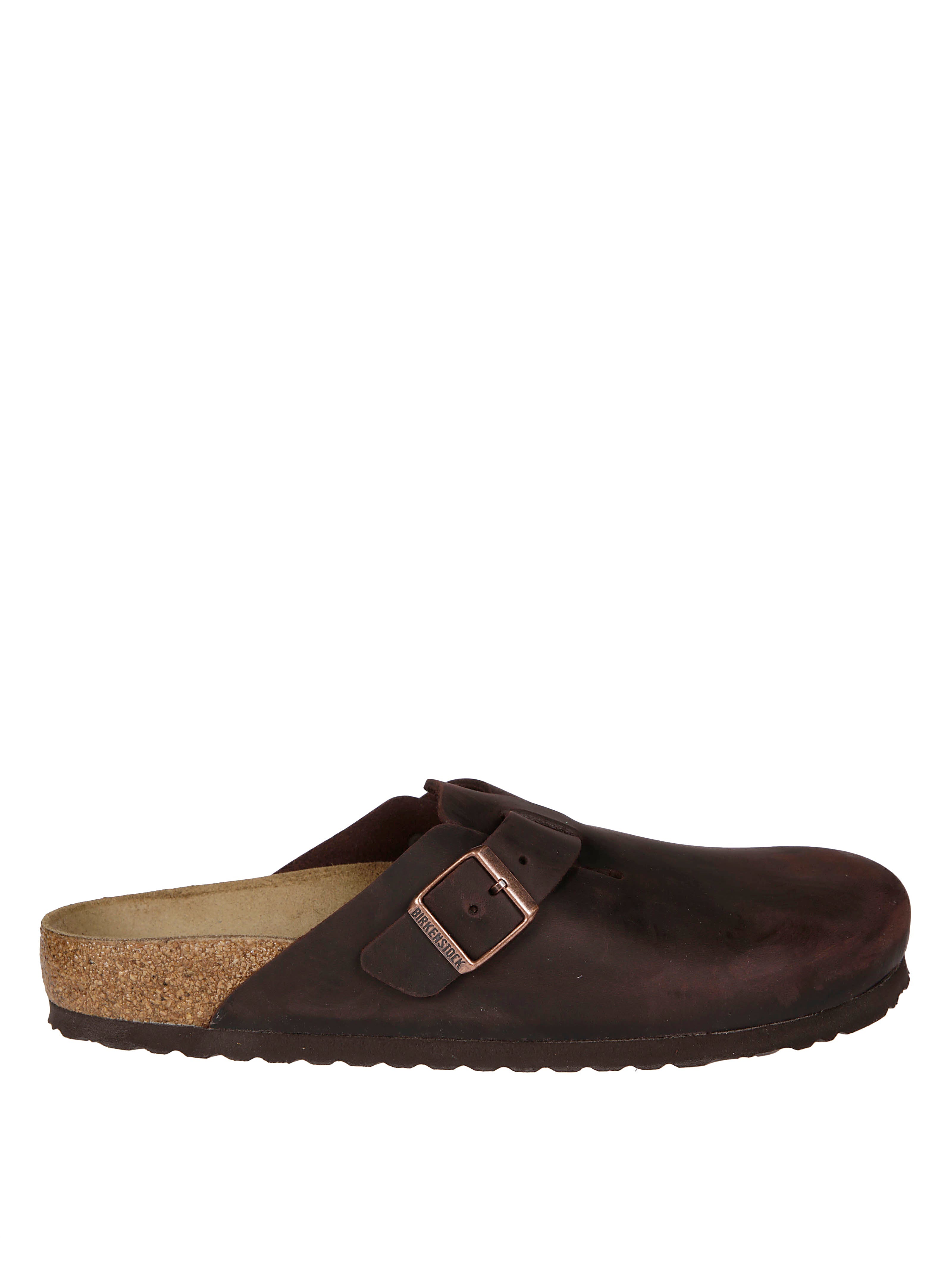 Brown Oiled Leather Buckle Strap Loafers