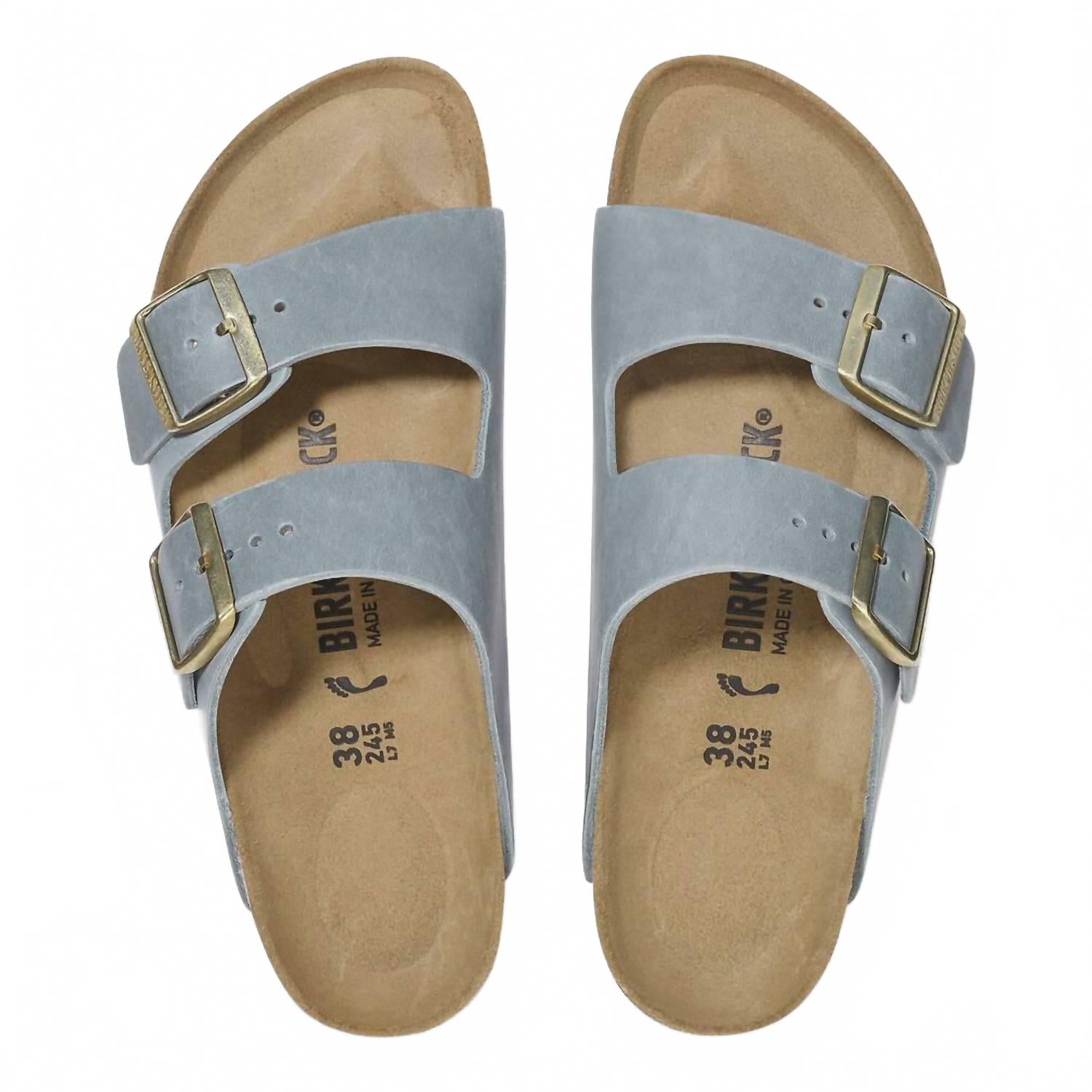 Unisex Arizona Oiled Leather Sandal In Basalt Grey